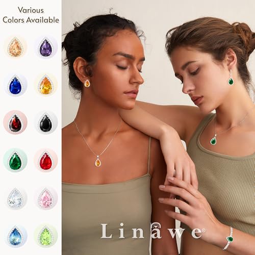 Linawe Crystal Chain Necklace for Women Trendy, Imitation Diamond Pendant, Statement Cubic Zirconia Boho Jewelry Set, 14K Gold/Rose Gold/Silver Birthstone Necklace - color: Silver,August