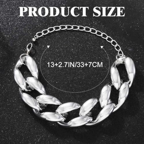 Chunky Choker Necklace Cuba Link Hip Hop Necklaces Punk Necklace Chain for Women - color: Silver