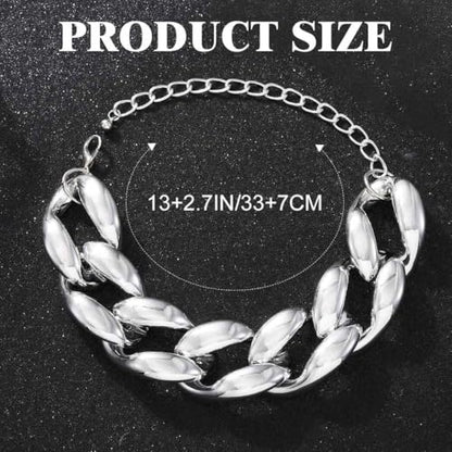 Chunky Choker Necklace Cuba Link Hip Hop Necklaces Punk Necklace Chain for Women - color: Silver