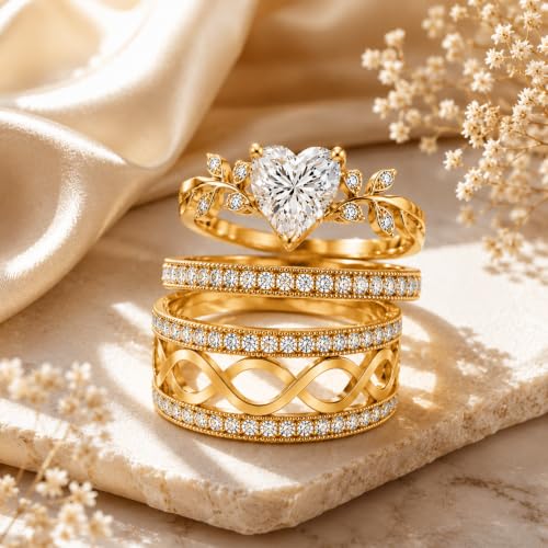 3Piece Moissanite Ring Set for Couples 925 10K 14K 18K Moissanite Wedding Ring - style: Ring 5