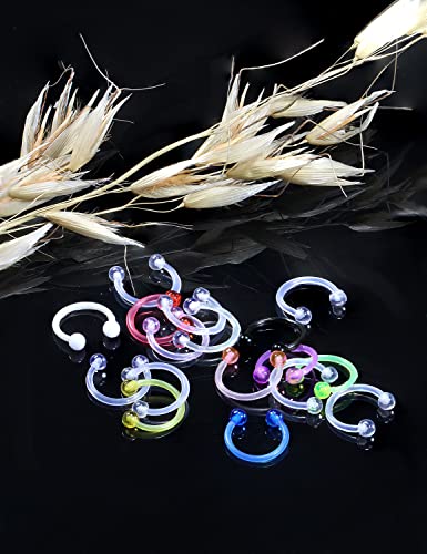 18G 16G 14G Plastic Septum Rings Flexible Lip Rings Hoops Septum Nose Rings Smiley Piercings Acrylic Horseshoes Cartilage Helix Rook Daith Earrings Piercing Retainer for Work 8mm 10mm 12mm - color: 8mm(5/16") Hoop