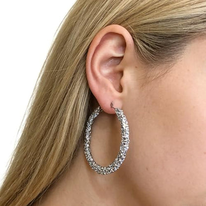Hoop Earrings for Women, Hypoallergenic Stainless Steel Lightweight Thin Large Big Hoops Earrings Set for Women, Non Tarnish for Jewelry Gift 40MM - color: Diamond Earrings-49mm