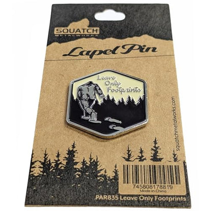 Bigfoot Enamel Lapel Pin - for Fans of Bigfoot and Sasquatch - style: Leave Only Footprints