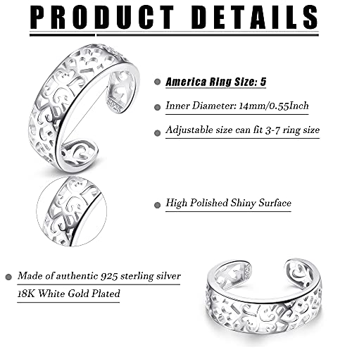 MILACOLATO Toe Rings for Women 925 Sterling Silver Adjustable Toe Ring | Adjustable Open Band Toe Rings, Hypoallergenic Ring for Sensitive Skin, Non Tarnished Waterproof Summer Beach Foot Jewelry - color: Flower A