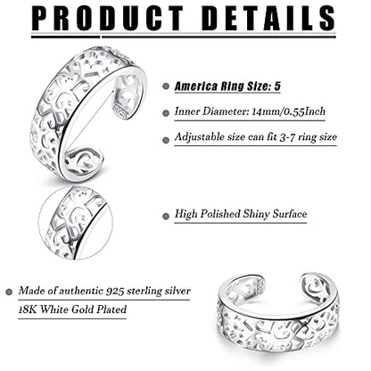 MILACOLATO Toe Rings for Women 925 Sterling Silver Adjustable Toe Ring | Adjustable Open Band Toe Rings, Hypoallergenic Ring for Sensitive Skin, Non Tarnished Waterproof Summer Beach Foot Jewelry - color: Flower A