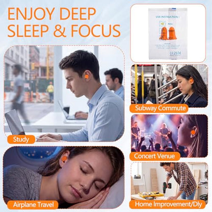 Relaxweex 500 Pairs Ear Plugs for Sleeping 33 db NRR Noise Canceling Ear Plugs Bulk Pre-Shaped Foam Disposable Earplugs for Shooting Range Travel Concert Construction Work, Individually Packaged
