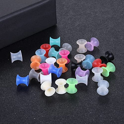 Xpircn 30Pcs Silicone Ear Gauges Flexible Ear Tunnels Plugs Stretchers Expander Double Flared Flesh Ear Piercing Jewelry for Women Men - style: Gauge:4G(5mm)