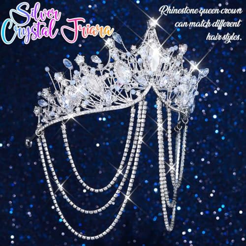 Kilshye Rhinestone Wedding Tiaras and Crowns Silver Crystal Bridal Headband Prom Headpiece for Women