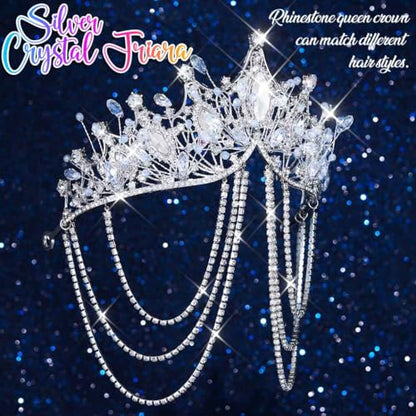 Kilshye Rhinestone Wedding Tiaras and Crowns Silver Crystal Bridal Headband Prom Headpiece for Women