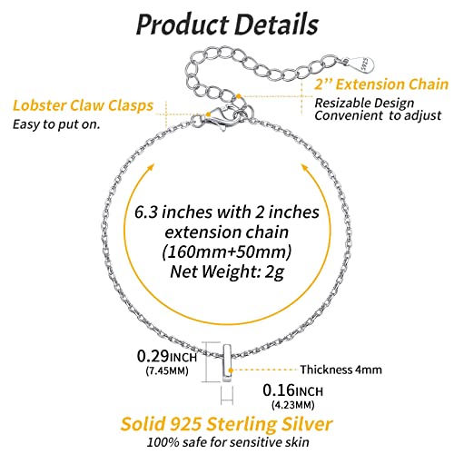 ChicSilver Initial Bracelet for Women 925 Sterling Silver Letter Initial Bracelet Dainty Personalized 26 Alphabet Jewelry Gifts for Birthday Anniversary Wedding - style: I