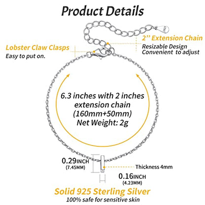 ChicSilver Initial Bracelet for Women 925 Sterling Silver Letter Initial Bracelet Dainty Personalized 26 Alphabet Jewelry Gifts for Birthday Anniversary Wedding - style: I