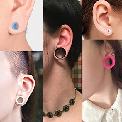 Xpircn 30Pcs Silicone Ear Gauges Flexible Ear Tunnels Plugs Stretchers Expander Double Flared Flesh Ear Piercing Jewelry for Women Men - style: Gauge:1/2"(12mm)