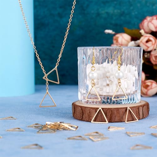 Elecrelive 50Pcs Light Gold Linking Rings Triangle Hollow Frame Charms | Metal Link Charms Frames Connectors Pendant for Earrings Bracelet Necklace Jewelry Making - color: Light Gold