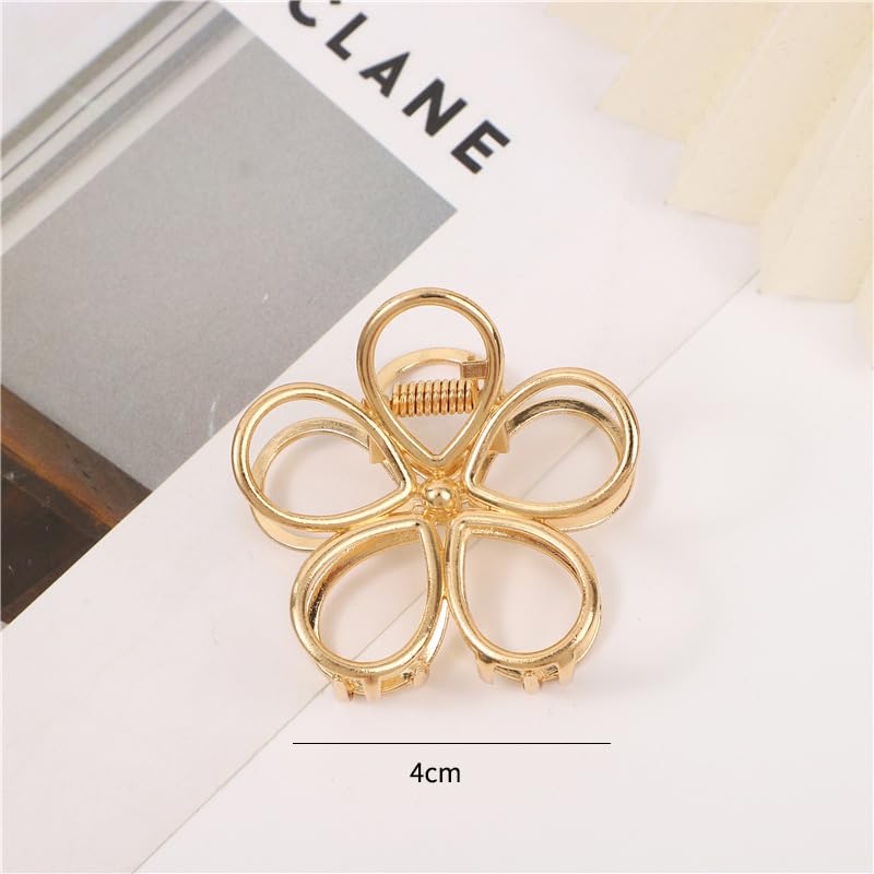 Gold Flower Hair Clip - Small, Cute, Fashion Metal Hair Accessory for Women - 1PCS - color: Flower
