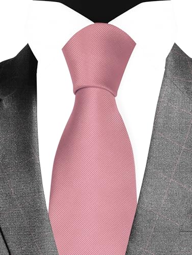 GUSLESON Classic New 3.15"（8cm） Men's Solid Color Necktie Wedding Business Tie + Gift Box - color: Dusty Rose