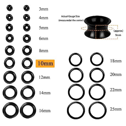 Xpircn 30Pcs Silicone Ear Gauges Flexible Ear Tunnels Plugs Stretchers Expander Double Flared Flesh Ear Piercing Jewelry for Women Men - style: Gauge:00G(10mm)