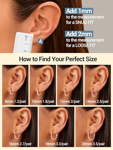 PROSTEEL Huggie Hoop Earrings For Women with 925 Sterling Silver Post | 8/10/12/14/16/18/20mm,14K Gold Plated/Black/Rose Gold/Silver Brass Lightweight Cubic Zirconia Cartilage Piercing Earring - color: 1. Rose Gold, size: 18mm