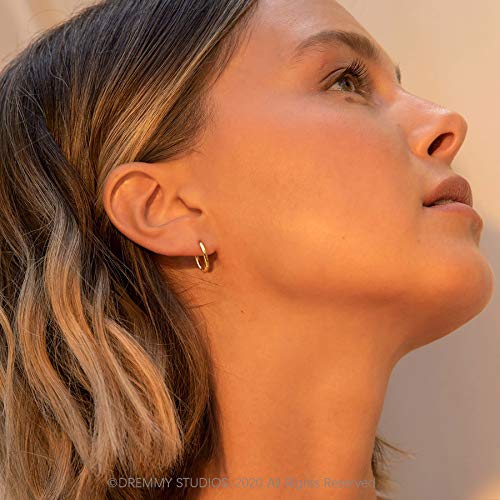 Dremmy Studios Dainty CZ Huggie Hoop Earrings 14K Gold Plated Chunky Simple Cute Thick Round Frill Bead Ball Starburst Cuff Earrings Cubic Zirconia Hoop Earrings Minimalist Personalized Gift for Her - color: Circle A