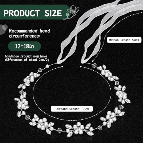Tanfeine Flower Girl Headpiece, Flower Girl Hair Accessory, Silver Wedding Headband for Girls, Princess Crystal Pearl Hair Accessories for Birthday, Party, First Communion,Wedding