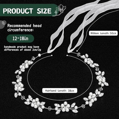 Tanfeine Flower Girl Headpiece, Flower Girl Hair Accessory, Silver Wedding Headband for Girls, Princess Crystal Pearl Hair Accessories for Birthday, Party, First Communion,Wedding