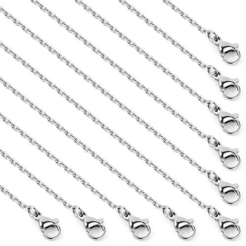 24PCS Stainless Steel Rolo Cable Chain Necklace Bulk for Jewelry Making | 1.5mm 18 inch Finished Stainless Steel Oval Cable Link Chains for Necklace DIY Craft - color: 1.5mm Stainless Steel