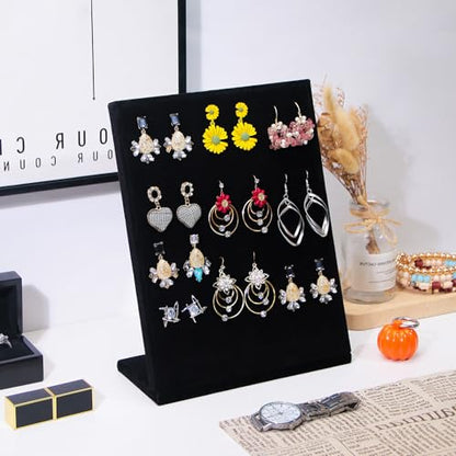 Ring Display Stand, Velvet Ring Holder, 50 Slots Rings Organizer Jewelry Display Tray, L-Shaped Jewelry Organizer Stand for Rings Earrings Selling (1, Black) - color: Black