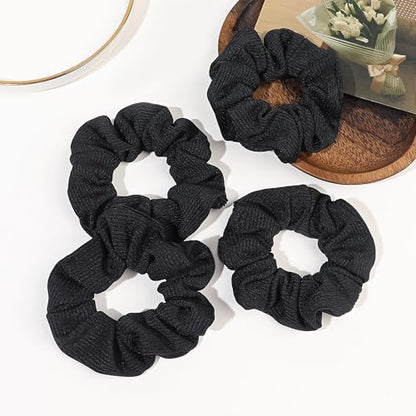 Ivyu Hair Scrunchies for Women - Hair Ties No Damage Both for Thick Hair or Thin Hair Curl Hair No Crease Black Scrunchies Ponytail Holder No Hurt Your Hair - color: Black