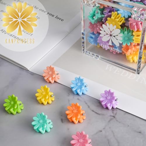 KANPRINCESS 70PCS Mini Claw Clips Small Hair Clips With Fancy Box, Flower and Colorful Designs for Women and Girls Hair Accessories Gift Set (SET3)