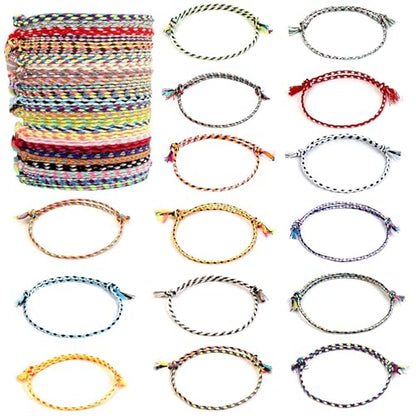 37/52 Pieces Woven Wrap Friendship Bracelets, Handmade Braided Colorful Adjustable Beaded String Bracelet, Boho Friendship Anklets Bracelets for Women, Birthday Gifts Party Presents. - style: Classic -37 pcs