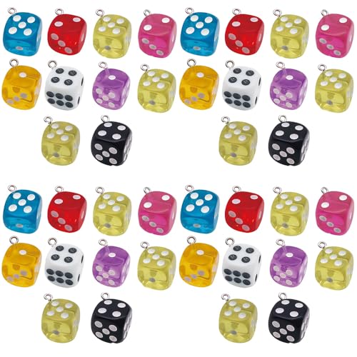 Sailanzi 30pcs Resin material semi transparent dice Pendant Jewelry Making DIY Keychain Earrings Pendant Various Design Charms for Jewelry Making Bracelets Necklace (SN151) - color: SN151