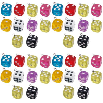 Sailanzi 30pcs Resin material semi transparent dice Pendant Jewelry Making DIY Keychain Earrings Pendant Various Design Charms for Jewelry Making Bracelets Necklace (SN151) - color: SN151