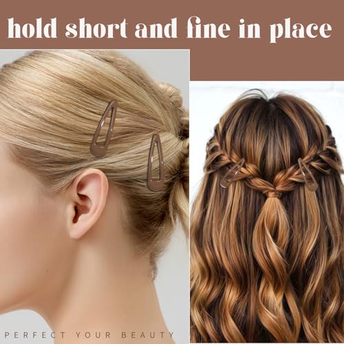 Teenitor 50Pcs Hair Barrettes For Women Brown Snap Hair Clips,2 Inch Hair Barrettes Hair Clips For Women, Brown - color: Brown