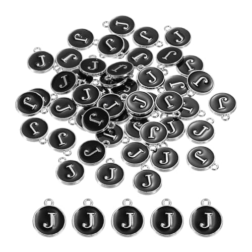 MECCANIXITY Alphabet Enamel Letter Charm Jewelry Charm Pendant for Jewelry Making, Bracelet, Craft - style: J