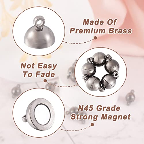Craftdady 20 Sets Black Round Magnetic Clasps 14.5x8mm Magnet Converters Locking Clasps for Jewelry Bracelet Necklace Making Hole:1.6mm - color: GunMetal