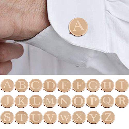 HAWSON Men's Letter Initial Button Cover Cufflinks Letter Rose Gold/Silver Suitable for Formal Business Shirt Letter A-Z - color: Rose Gold Color - Y