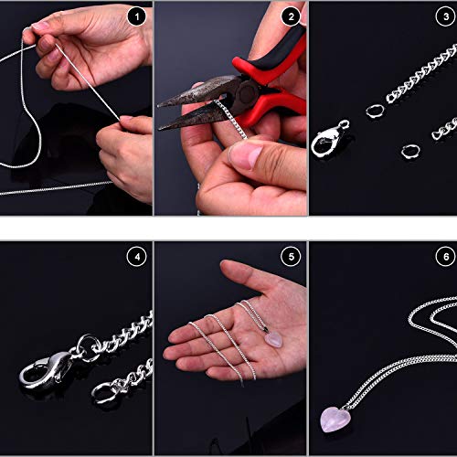 33 Feet Necklace Chains Stainless Steel DIY Link Chain Necklaces with 20 Lobster Clasps and 30 Jump Rings for Jewelry Making(1.5 mm Wide) - size: 1.5 mm Wide