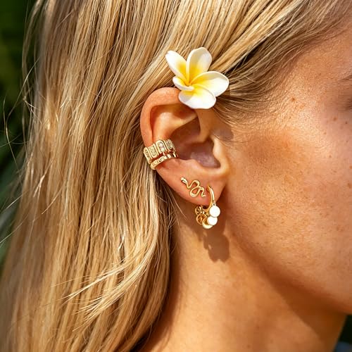 DREMMY STUDIOS Gold Dainty Huggie Hoop Earrings 18K Gold Plated Exquisite Open Tassel Dangle Charm Drop Sleeper Geometric Cross Coin Star Heart White CZ Simple Hypoallergenic Earrings for Women - color: Tassel-Disc