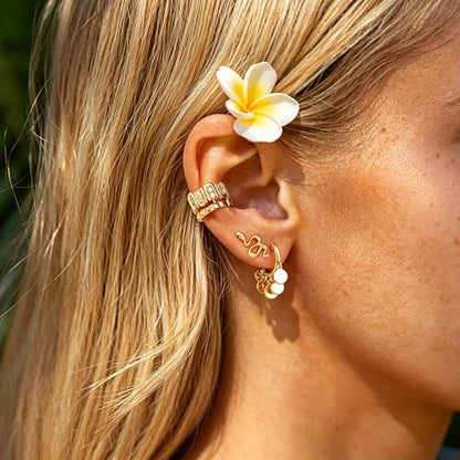 DREMMY STUDIOS Gold Dainty Huggie Hoop Earrings 18K Gold Plated Exquisite Open Tassel Dangle Charm Drop Sleeper Geometric Cross Coin Star Heart White CZ Simple Hypoallergenic Earrings for Women - color: Tassel-Disc