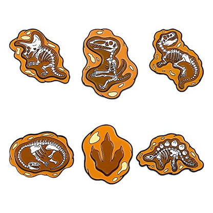 ROFARSO Dinosaur Enamel Lapel Pin Set Fossils Dinosaur Skeleton Pin, Accessory for Backpacks Clothing Bags Hats Shirts