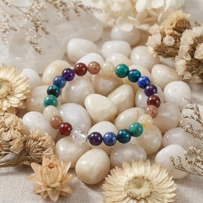 Natural Stone Beaded Bracelets for Women, 7 Chakra Healing Crystal Bracelet, 6mm/8mm Handmade Gemstone Stretch/Adjustable Bangle, Anxiety Relief Yoga Meditation Jewelry, Boho Amethyst Malachite Turquoise Bracelet Gift - color: Style 6