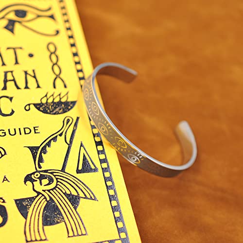 YWMAN Evil Eye Cuff Bracelet - Stainless Steel Devil’s Eye Protection Cuff Bangle - Turkey Talisman Amulet Jewelry for Women Men