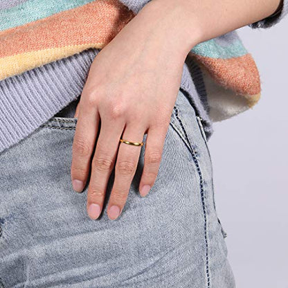 TRUMIUM 2mm 4mm 6mm 8mm Tungsten Wedding Band Ring for Men Women Silver/Rose Gold Plated/Rainbow/Gold Plated Domed High Polish Engagement Promise Rings Comfort Fit 4-15 - color: 2mm 24k gold plated