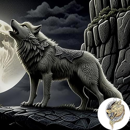 Stainless Steel Gothic Y2K Punk Rock Emo Biker Pendant Necklace | Cosplay Vintage Viking Alt Edgy Fashion Charm Necklace Jewelry for Men Women Active Daily Wear - style: Wolf Head Moon Medallion Gold