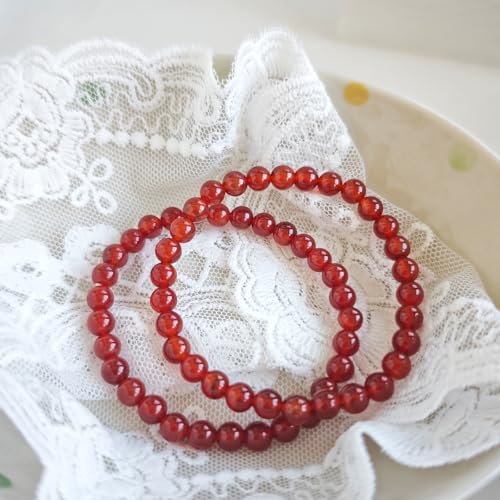 Natural Healing Gemstone Bracelet Handmade Yoga Stretch Elastic Bracelet Stress Relief Crystal Jewelry for Men and Women - color: Carnelian (Luck), size: 6mm
