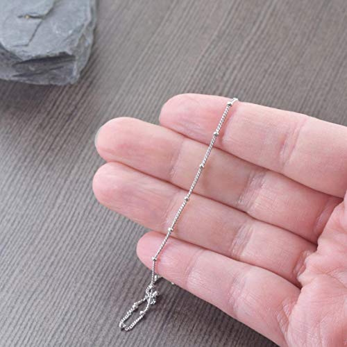 Wholesale 12PCS Silver Plated Brass Curb Chain Satellite Beaded Chains | Bulk for Jewelry Making (16 Inch(1.5mm)) - color: Silver, size: 16 inch-1.5mm