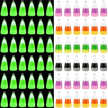 64Pcs Resin Candy Corn Charms Glow in The Dark Halloween Pendant | Mini Luminous Resin Fake Candy Corn, 32 Solid 32 Luminous , Fall Halloween Bracelet Necklace Jewelry Making, DIY Crafts - style: Candy Corn Style
