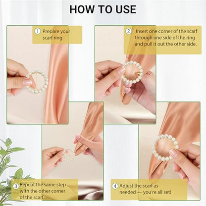 Scarf Rings Shirt Clips, T-Shirt Tie Clips for Women, Cute Scarf Ring and Slides for Scarves, Clothing Accessories - color: 6Pcs Gold
