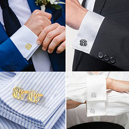 Custom4U Custom Photo Cufflinks for Men Father of the Bride Gifts - color: E-Monogram-Black