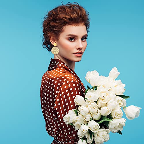 Ponpon 6-18 Pairs Earrings for Women, Lightweight Summer Earrings Straw Earrings Fashion Geometric Statement Hoop Dangle Drop Earrings for Women - style: Style D - 6 Pairs