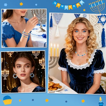 Hanukkah Beads,300Pcs Chanukah Polymer Clay Beads for Bracelet Making - color: Hanukkah Color